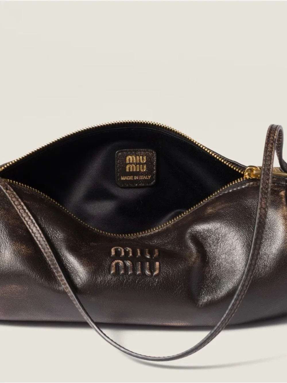Miu Miu Nappa leather pouch in aged nappa leather